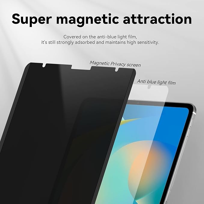 Magnetic Privacy Screen Protector Compatible With iPad Air 5th 4th Generation 10.9 Inch & iPad Pro 11(2018/2020/2021/2022), Removable Anti Blue Light Glare Spy Private Filter Black Security Screen Cover