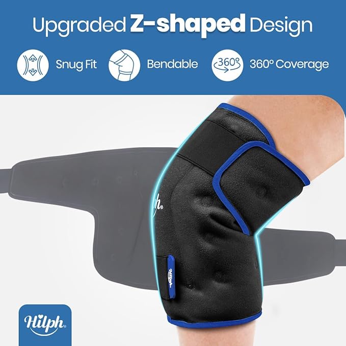 360° Full Coverage Knee Ice Pack Wrap for Post-Surgery Recovery - Bendable & Adjustable Hot Cold Therapy for Pain Relief, Swelling, Arthritis - Easy to Wear, Reusable Gel Pack for Men & Women, Black