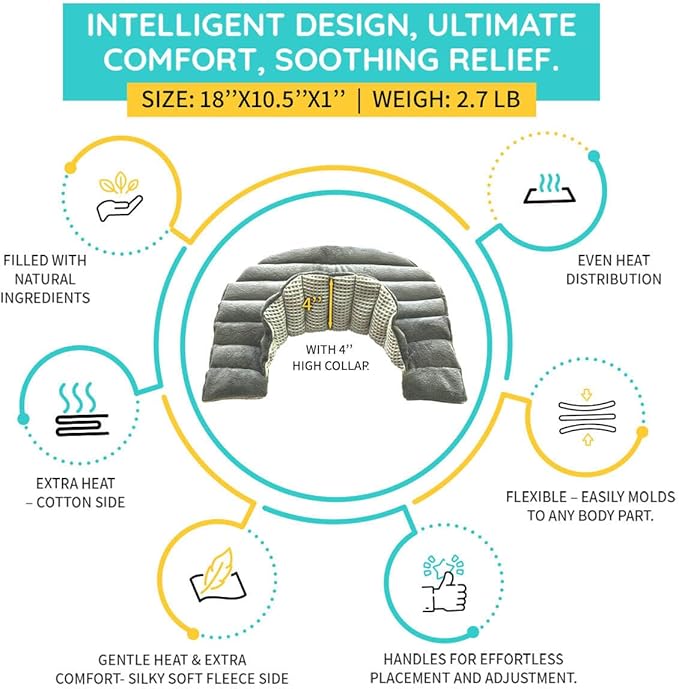 Heating Pad Solutions - Neck & Shoulder Microwavable Relaxer - Upper Back & Neck - Reusable Heating Pad - 3 XL Packs