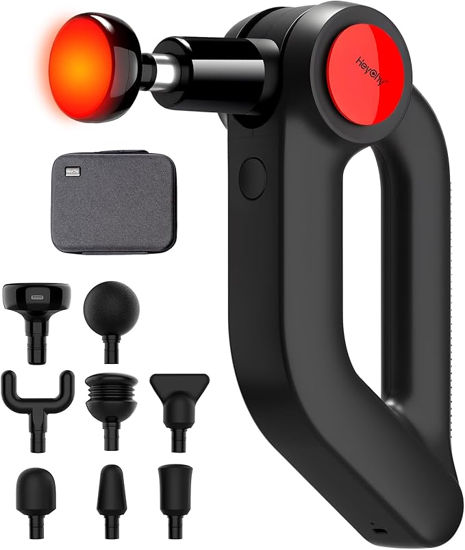 Deep Tissue Massage Gun with Heat, 12mm Amplitude Percussion Massager for Athletes & Muscle Relief, Professional Handheld Masssger Gun for Neck, Back, Shoulder, Leg, Gift for Men, Black