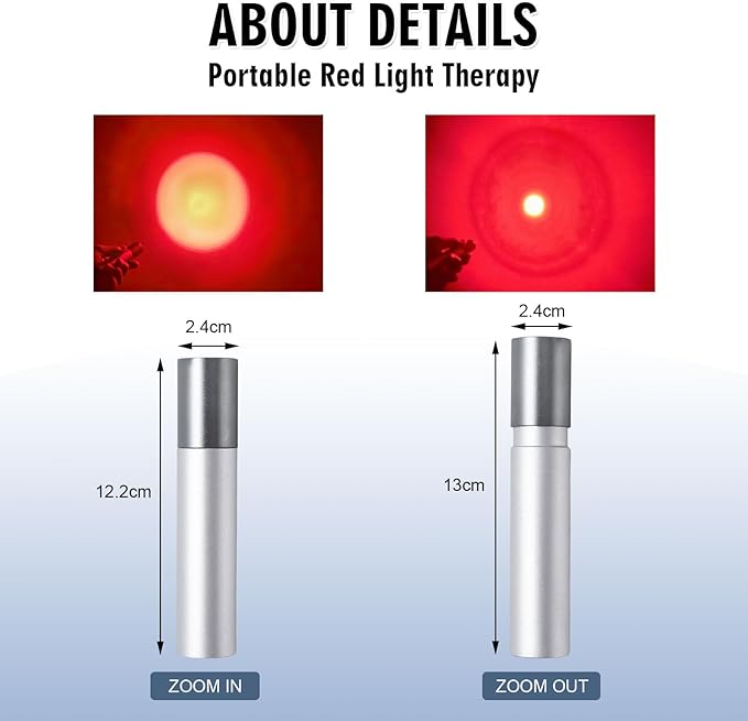 Red Light Therapy Torch for Joints Muscles Pain Relief, Portable Infrared Red Light Therapy Wand for Body Face Neck Knee Hand Back Relief(Silver)