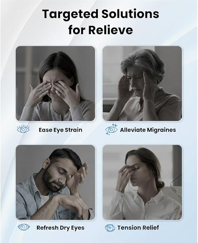 BOB AND BRAD Eye Massager with Heat and Cooling, EyeOasis 2 Eye Massager for Migraines FSA Eligible/HSA Eligible, Heated Face Massager for Dry Eye Migraine Relief, Warm Compress for Stress Relief