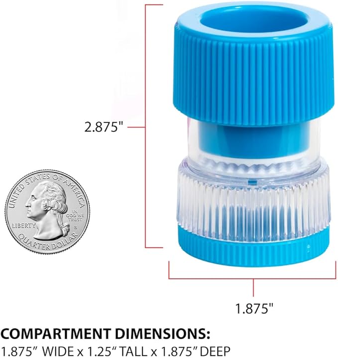 EZY DOSE Crushes Pills, Vitamins, Tablets, Storage Compartment, Removable Drinking Cup, Portable Design, Designed for Travel, Blue, BPA Free