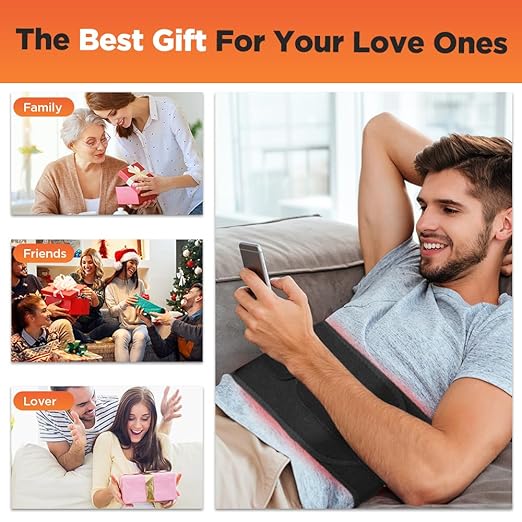 Cordless Heating Pad for Back Pain Relief, Rechargeable Lower Back Heating Belt with 5 Heat Levels and 3 Vibration Massage, Wearable Heated Back Brace for Waist, Abdomen, Muscle Relaxation