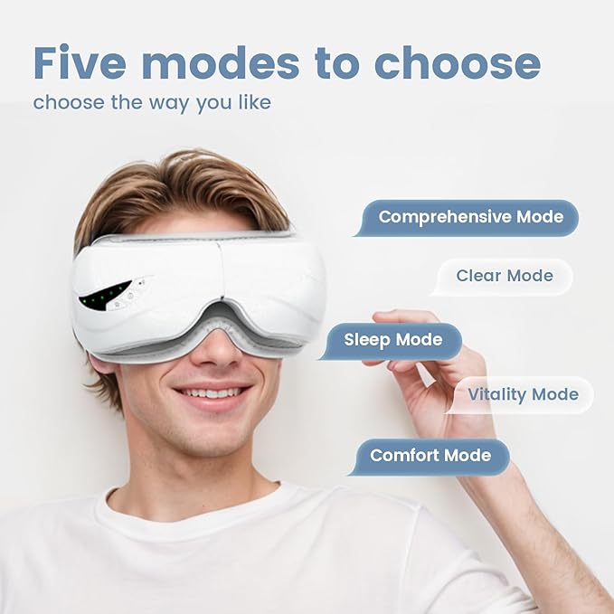Eye Massager with Heat,Music,Compression, Heated Eye Mask Massage for Migraines & Headache Relief, Reduce Dry Eyes Improve Sleep, Reduce Strain. Birthday and Valentines Day Gifts for Women Men Him
