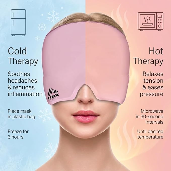 RBX Migraine Relief Cap Hot and Cold Headache Relief Cap Gel Mask, Hangover Headache Relief