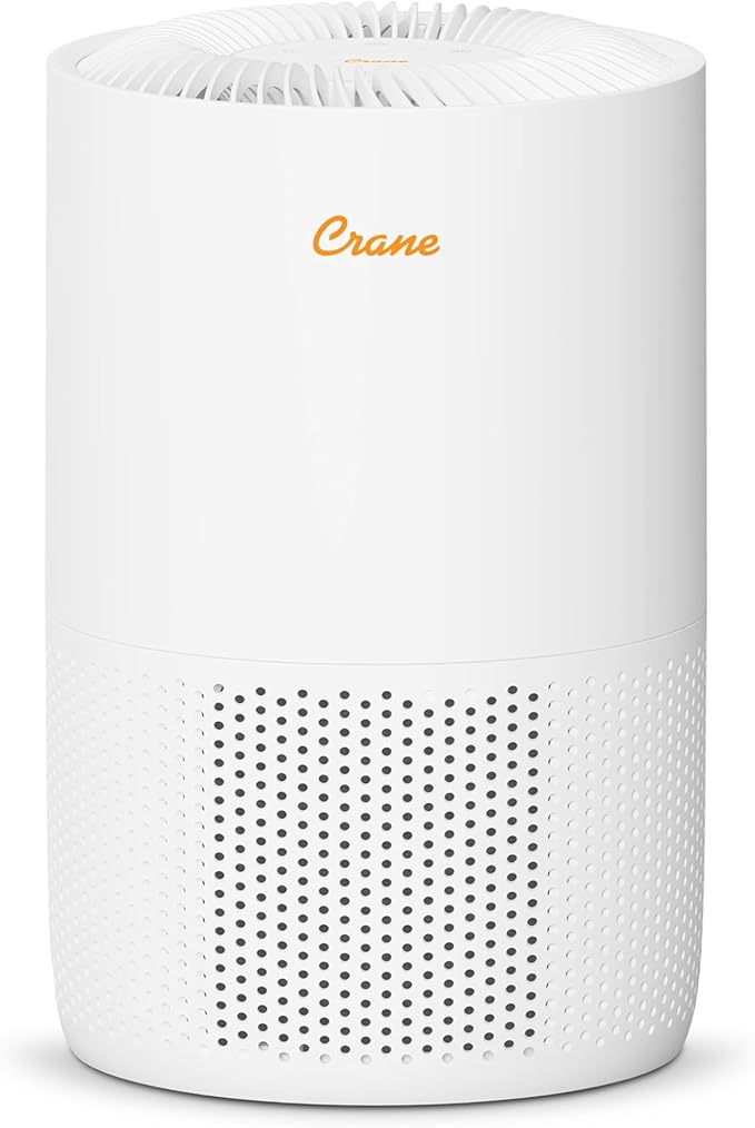Crane True HEPA Air Purifiers for Home, Up To 300 Sq Ft, Air Purifiers For Bedroom, and Office, Removes Dust, Smoke, Pet Dander, and Allergens, Purifier HEPA with Sleep Timer, Child Lock, Filter Alert