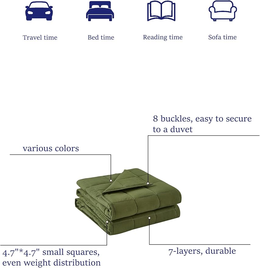 BB BLINBLIN Weighted Blanket Heavy Blanket for Cool & Restful Sleep, Premium Soft Material and Glass Beads (Veridian Green, 60''x80'' 12lbs), Suit for Adult(~110lb) Use on Queen/King Bed