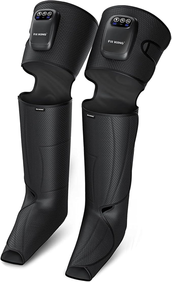 FIT KING Cordless Compression Boots Full Leg Compression Massager, Rechargeable Portable Foot and Calf Massager for Circulation, Pain Relief & Fast Recovery, No External Long Hoses | Xmas Gift
