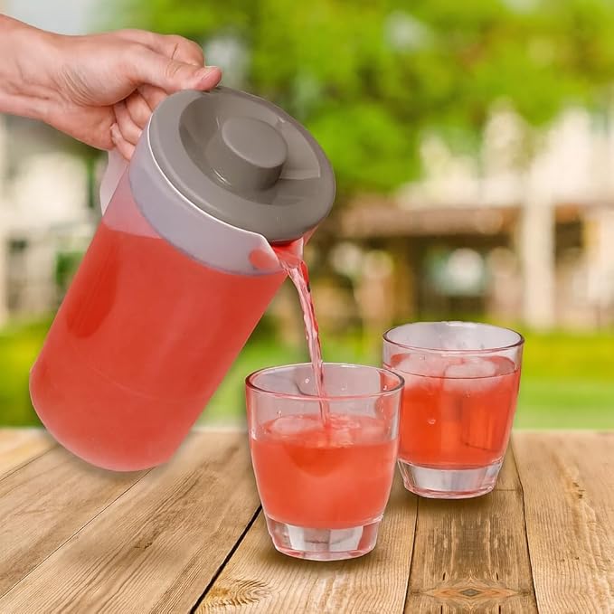 Water Pitcher with Lid 1 Gallon Pitcher, Freezer/Dishwasher Safe, BPA Free & Phthalate Free - Gray