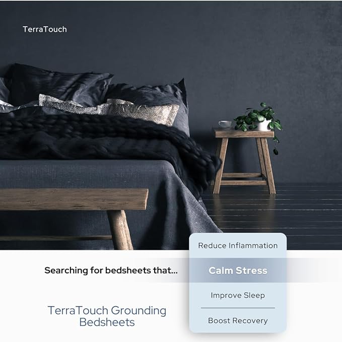 Organic Grounding Bed Sheet Kit – Fitted Earthing Sheet (95% Cotton, 5% Silver Fiber) with 15ft Cord, Safety Outlet Tester & Conductivity Pen – by TerraTouch (Desert Ivory, Twin)