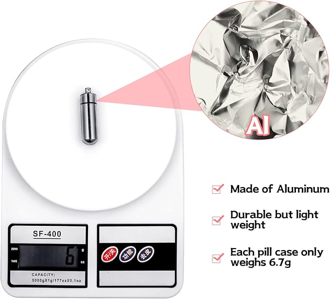 Patelai 12 Pcs Portable Keychain Pill Holder Mini Pocket Pill Case for Men Women Aluminum Geocache Containers Waterproof Metal Medicine Bottle Organizer for Outdoor Camping Travel(Silver)