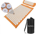 XiaoMaGe Acupressure Mat and Pillow Set with Bag - Large Size 28.7 X 16.5 inch Acupuncture Mat for Neck & Back Pain, Muscle Relaxation Stress Relief, Sciatica Pain Relief Pillow (Orange)
