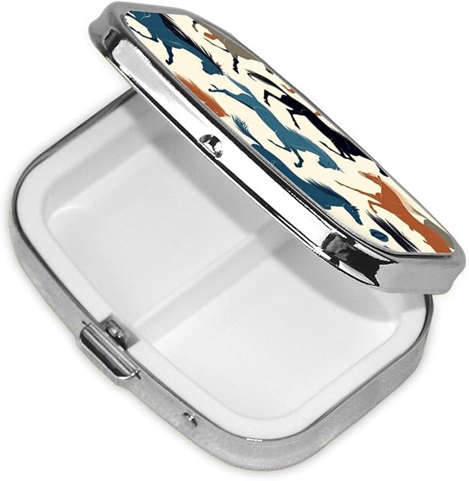 Package Little Cute Pill Box Moisture Proof, Western Wild Horse Plaid Portable Pocket Pill Case Carrier Medicine Organizer Gifts for Men Women