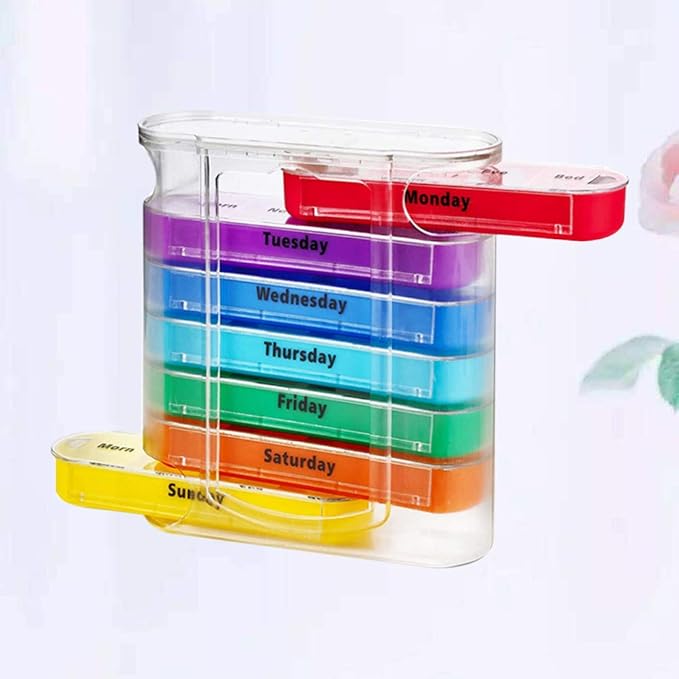Organizer 4 Times a Day Stackable Medication Fish Oil Storage for Travel HOM 28 Compartments