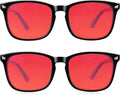 2 Packs Professional Sleep Glasses with 99.9% Blue Light Blocking Dual AR Coatings Red Lens, Computer Gaming Glasses for Men Women, Anti Fatigue & Eye Strain