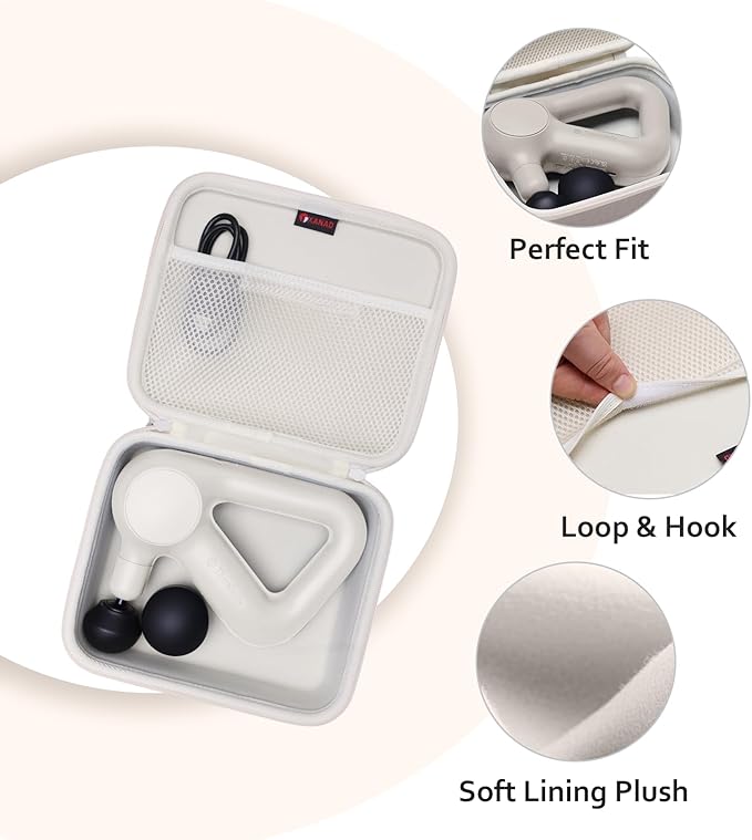 XANAD Massage Gun Case Compatible with TheraGun Relief Handheld Percussion Massage Gun,Massage Neck/Back/Leg/Shoulder,Cream-Inside: 8.3"x6.9"x2.4" (Case Only)