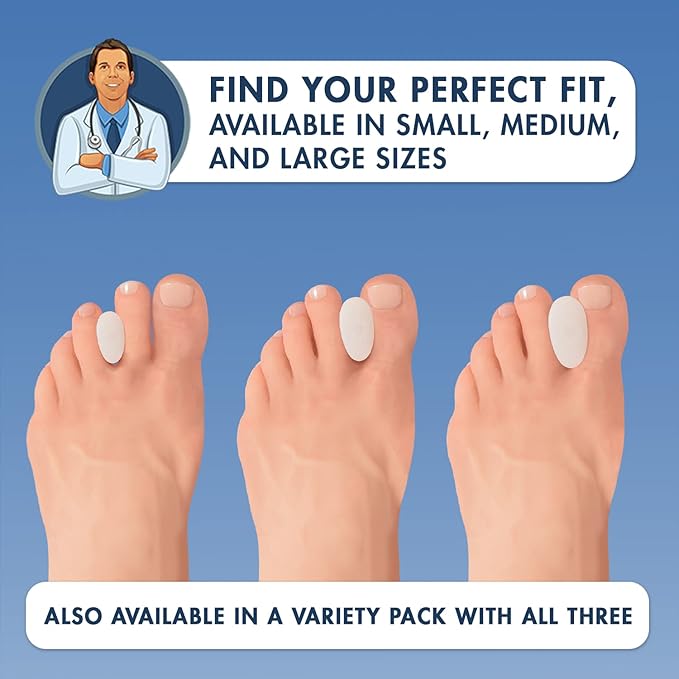 Dr. Frederick's Original Gel Toe Separators - 6 ct - Soft Bunion Spacers for Overlapping Toes, Gentle Alignment & Foot Pain Relief - Toe Cushion Spacers for Women & Men - Washable & Reusable - Medium