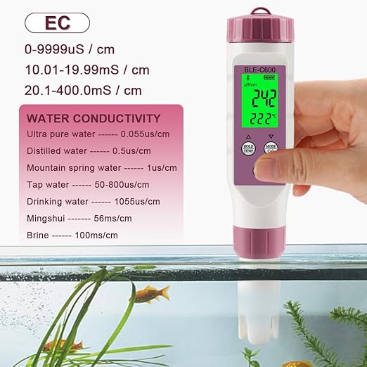 7 in 1 PH Meter PH Tester,0.01 High Accuracy Digital PH Meter for Water,PH/TDS/EC/ORP/S.G/Salt/Temp Tester,TDS Meter Water Tester for Drinking Water,Hydroponics,Plants,Aquarium and Pool