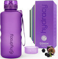 Hydracy Water Bottle with Time Marker -Large BPA Free Water Bottle & No Sweat Sleeve -Leak Proof Gym Bottle with Fruit Infuser Strainer & Times to Drink -Ideal for Fitness Sports & Outdoors