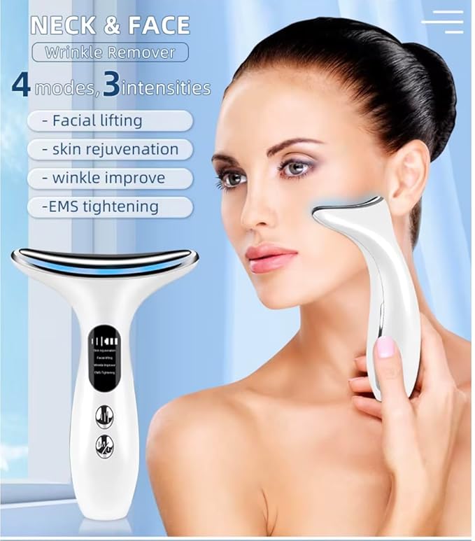 EMS Face Lifting Device – LED Light Therapy Facial Massager for Anti-Aging, Wrinkle Reduction & Skin Tightening – 4 Modes, 3 Intensities, USB Rechargeable – Face/Neck Beauty Tool