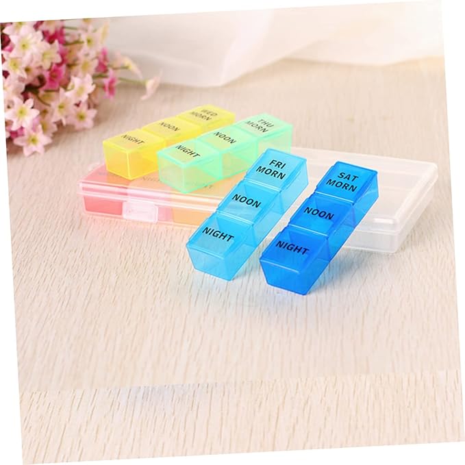 Mobestech 21 Grids Medicine Organizer Box Portable Pill Storage Case Organizer Case and