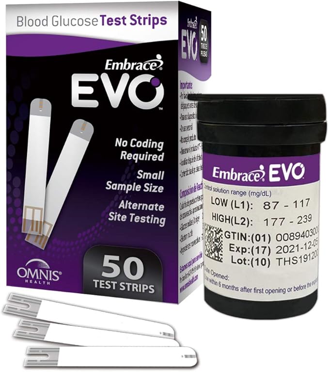 Embrace EVO Blood Glucose Test Strips 50ct Vial