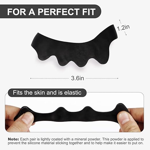 ProGuard Black Toe Separators – Professional Bunion Corrector & Hammer Toe Straightener for Overlapping Toes, Plantar Fasciitis Relief – Heavy-Duty Gel Toe Spacers for Running, Workouts & Daily Use – Washable & Reusable (2 Pairs)