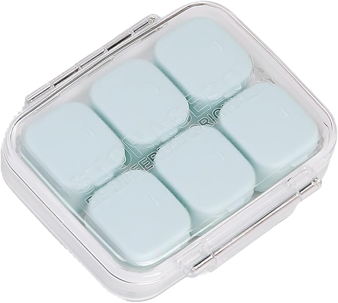 RICHCEE 10 Compartments Daily Pill Organizer for Pocket Purse,Daily Portable Pills Fish Oil/Vitamin/Supplement Box (Blue)