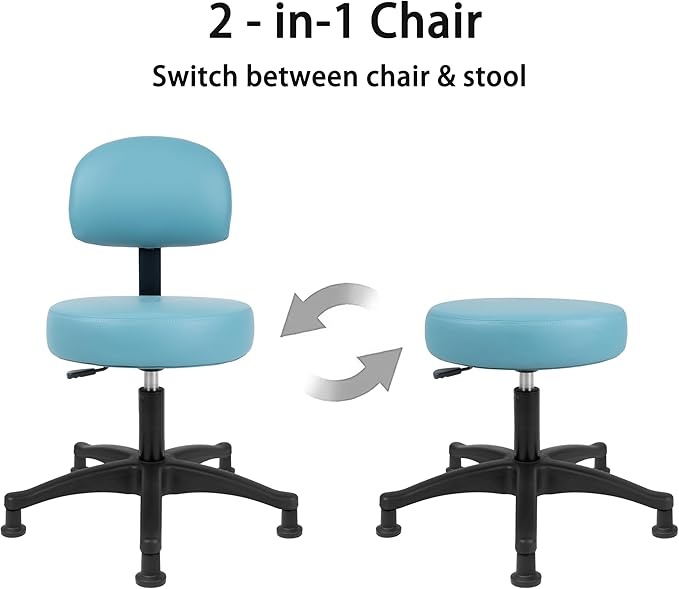 TAKE UR SEAT® Economical Multi-Purpose Medical Spa Chair Stool with Adjustable seat and Back Height. Advanced Fabric seat Cover is Easy to Clean. Glide (Table Height Blue)