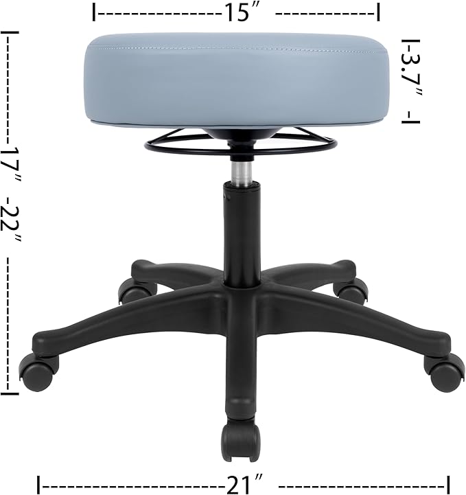TAKE UR SEAT® All-Purpose Stools with Adjustable Seat and Easy Clean Performance Fabrics for Cleanroom Lab Medical Office Classroom Shop Garage Spa Massage Tattoo (15" Gray)