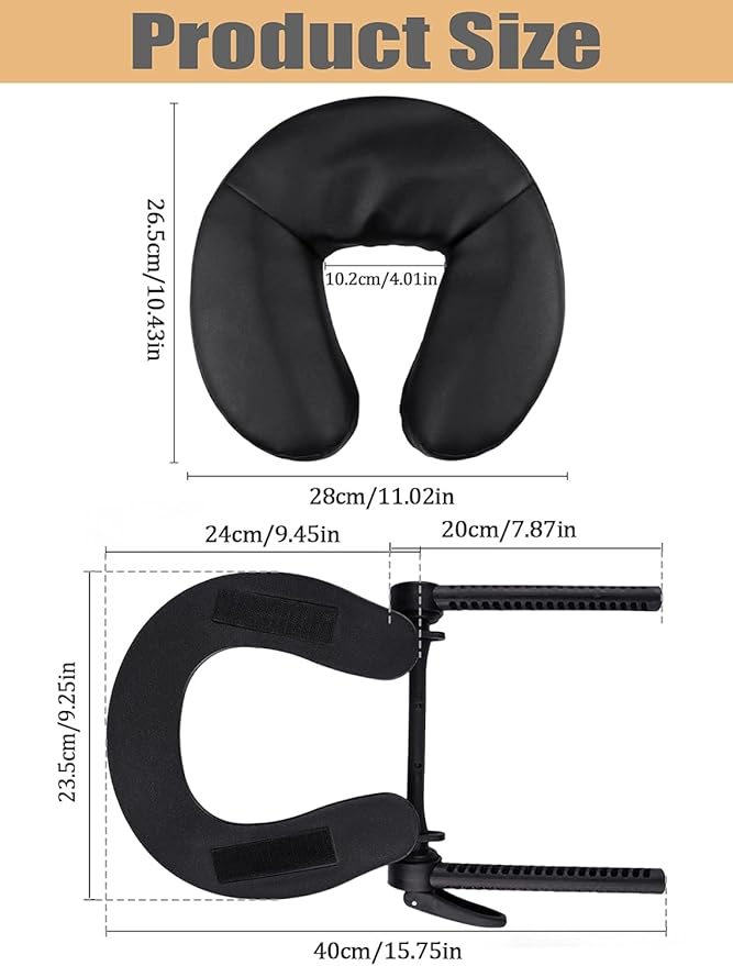 Kalolary Universal Face Cradle & Cushion for Massage Table, Adjustable Massage Headrest & Face Pillow Face Holder for Bed, Mattress Top Massage Kit Head Face Rest for Salon Home