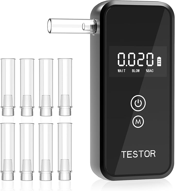 Breathalyzer, 2026 Advanced High-Accuracy Personal Breathalyzers for Alcohol, Portable Handheld Digital Alcohol Breathalyzer Tester for Home & Travel Use/8 Mouthpieces