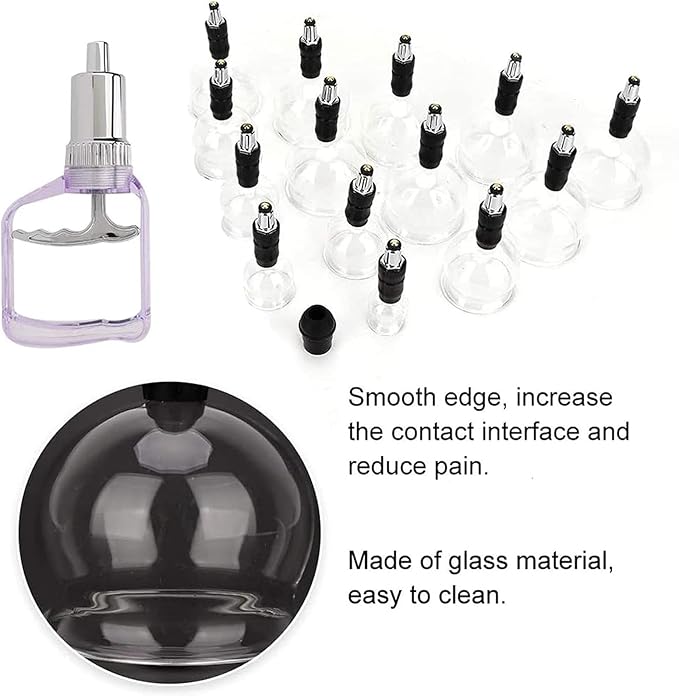 14 Pcs 5 Sizes Cupping Therapy Set, Glass Cupping Massage Cups Professional Chinese Cupping Therapy Studio and Household Set for Body Massage & Home Use
