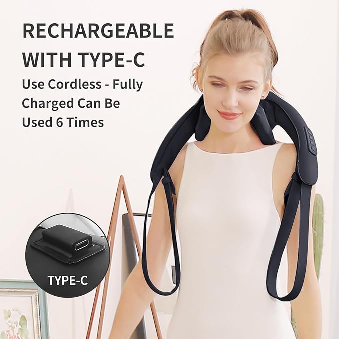 Shiatsu Neck Massager for Pain Relief Deep Tissue, Cordless Shoulder and Back Massager with Heat, Kneading Whole Body Massager Use for Home Office Car, Gifts for Mom Dad Him Her