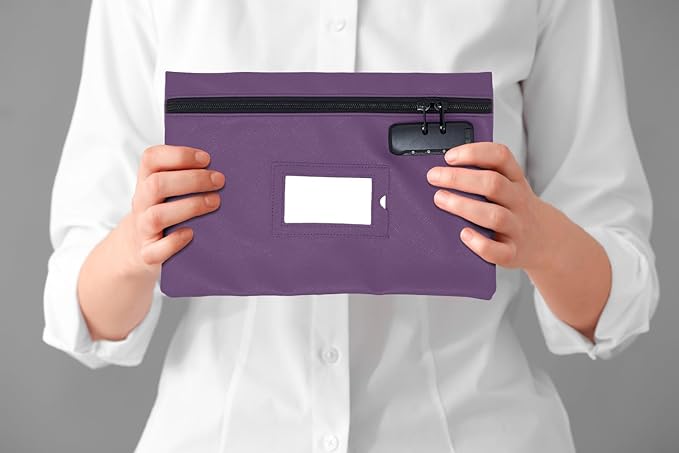 Medicine Bag | 12x8 Inch Med Bag | Medication Bag for Traveling | Locking Zipper Pouch Organizer (Purple)