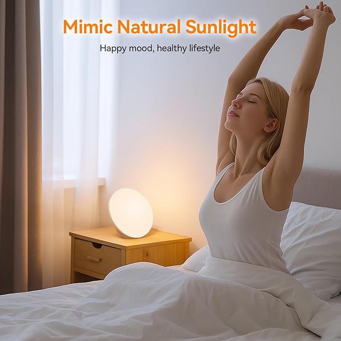 670nm Red Night Light, Red Night Sleep Lamp for Bedroom, Light Therapy Lamp with 10000 Lux Sun Light, 5 Color Temperatures, 5 Brightness Levels, 4 Timer Settings, Smart Touch & Remote Control