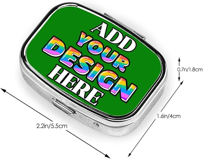 Custom Travel Medicine Organizer, Medicine Pill Box Case Container Travel Pill Holder Vitamin for Purse Med Wallet Portable Mini Pastillero Square, Green, Customized Gifts