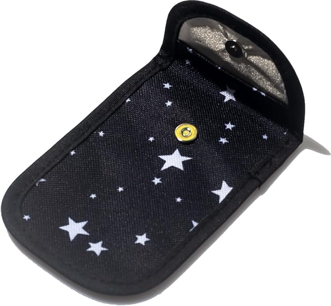 DQL faraday key fob protector, key fob signal blocker, faraday pouch, faraday bag for key fob, key signal blocker (Stars)