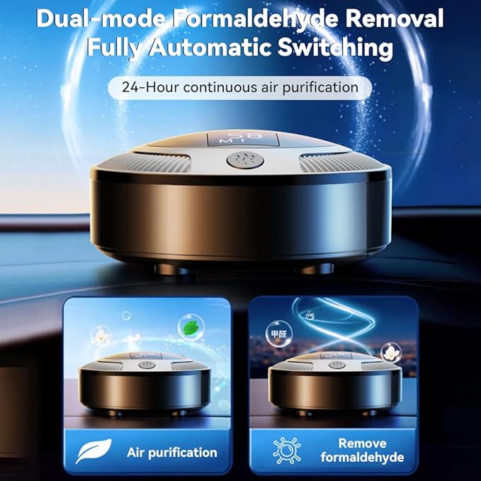 HomeBeyond Car Air Purifier, Portable Filter-Free Odor Eliminator, Rechagable Car Deodorizer, 37dB Quiet Portable Air Purifiers for Refrigerator and Shoe Cabinet