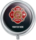 Personalized Custom 1 Line Firefighter Maltese Cross Fire Rescue Pill Case Trinket Gift Box