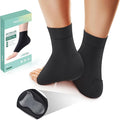 Welnove Achilles Tendonitis Heel Protector Socks - 4 Pcs Achilles Tendon Support Compression Socks - Gel Padded Sleeve for Cushion & Protection of Bursitis, Tenderness, Dry Cracked (Black,Larger)
