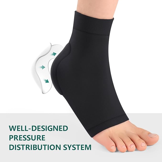Welnove Achilles Tendonitis Heel Protector Socks - (FSA & HSA) Achilles Tendon Support Compression Socks - Gel Padded Sleeve for Cushion & Protection of Bursitis, Tenderness, Dry Cracked, Large