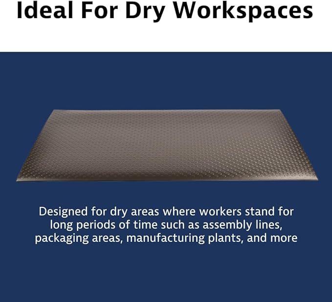 Notrax 417 Bubble Sof-Tred™ with Dyna-Shield® 3' x 6' x 1/2" Anti Fatigue Mat, Slip Resistant Bubble Textured Surface, Ideal for Industrial and Commercial Workplaces, Black, 417S0036BL