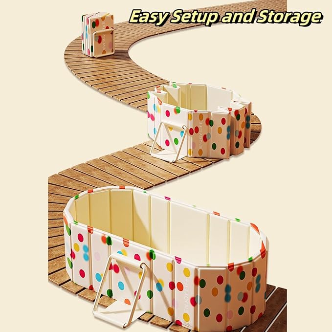 Foldable Bathtub for Adult Large 47'in Collapsible tub Portable Bathtub for Bathroom Folding SPA Tub for Shower Stall, Ideal for Small Spaces (Polka dot, XL: 47"L x 33.8"W x 19.5"H)