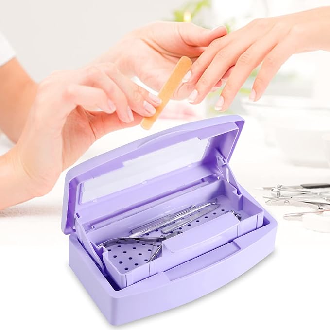 Plastic Sterilizing Tray,sterilization box,nail art tool sterilizer tray, Sterilizer Tray Box Nail Art Salon Sterilizing Too（Purple）