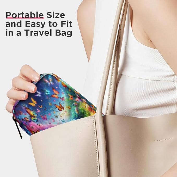 Colored Butterfly Beauty Pill Case Travel Pill Organizer Weekly 7 Day Portable with Zipper Medicine Box Pill Case for Vitamins, Birth Control,Fish Oils,Medication, Supplements
