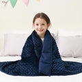 Mr. Sandman Weighted Blanket 10LBS 41 x 60 Inches, Minky Dots Heavy Blanket with Glass Beads, Soft and Cooling for School and Home, Navy Blue