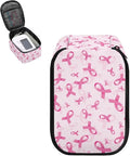 Breast Cancer Awareness Ribbon Blood Pressure Monitor Case Travel Portable Carrying Case for Blood Pressure Monitor with Zipper and Mesh Pockets