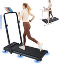 GTPLAYER Walking Pad Treadmill with Adjustable Height Handle Bar, 3HP Quiet Foldable Under Desk Treadmill, Portable Treadmills for Home 350LBS with Remote Control LED Display